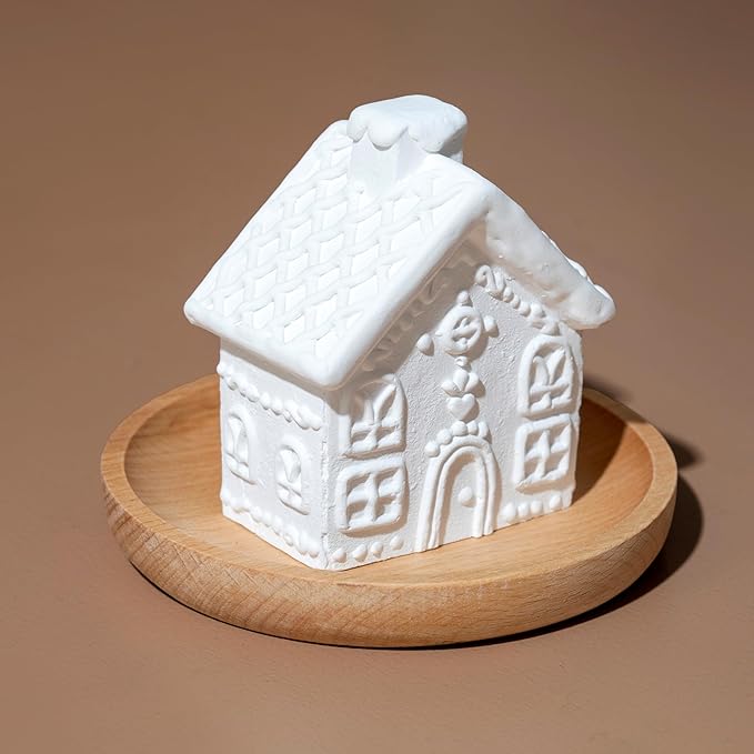 Plant Therapy Gingerbread House Holiday Passive Diffuser, Porous, Unglazed Gingerbread House & Natural Beech Wood Base, Add Essential Oils for a Soft Scent, Fun & Cheerful Holiday Décor