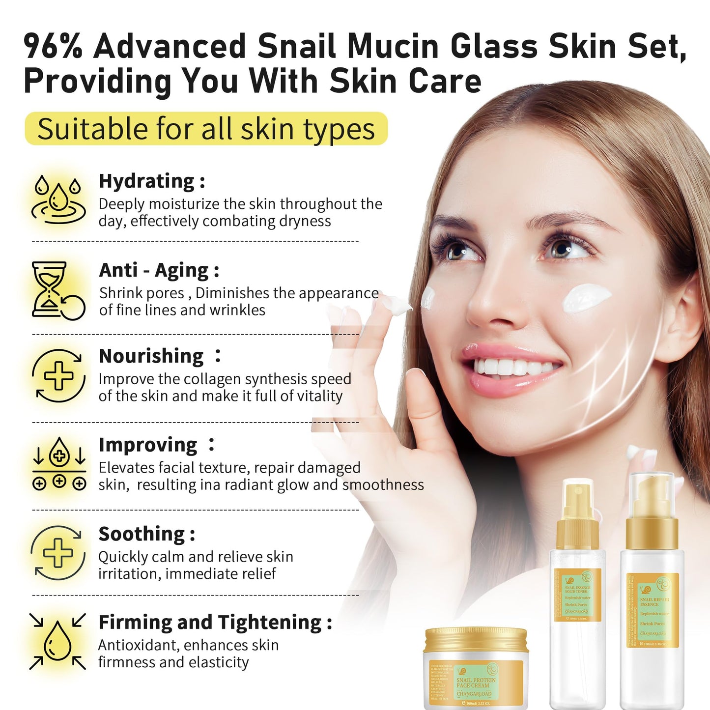 Advanced Snail 96% Mucin Power Essence Set – Korean Skincare Set for Women, Includes Snail Mucin Serum,Hydrating Toner & Face Cream, Moisturizing & Skin Renewal, 3PCS Travel Size Toiletries