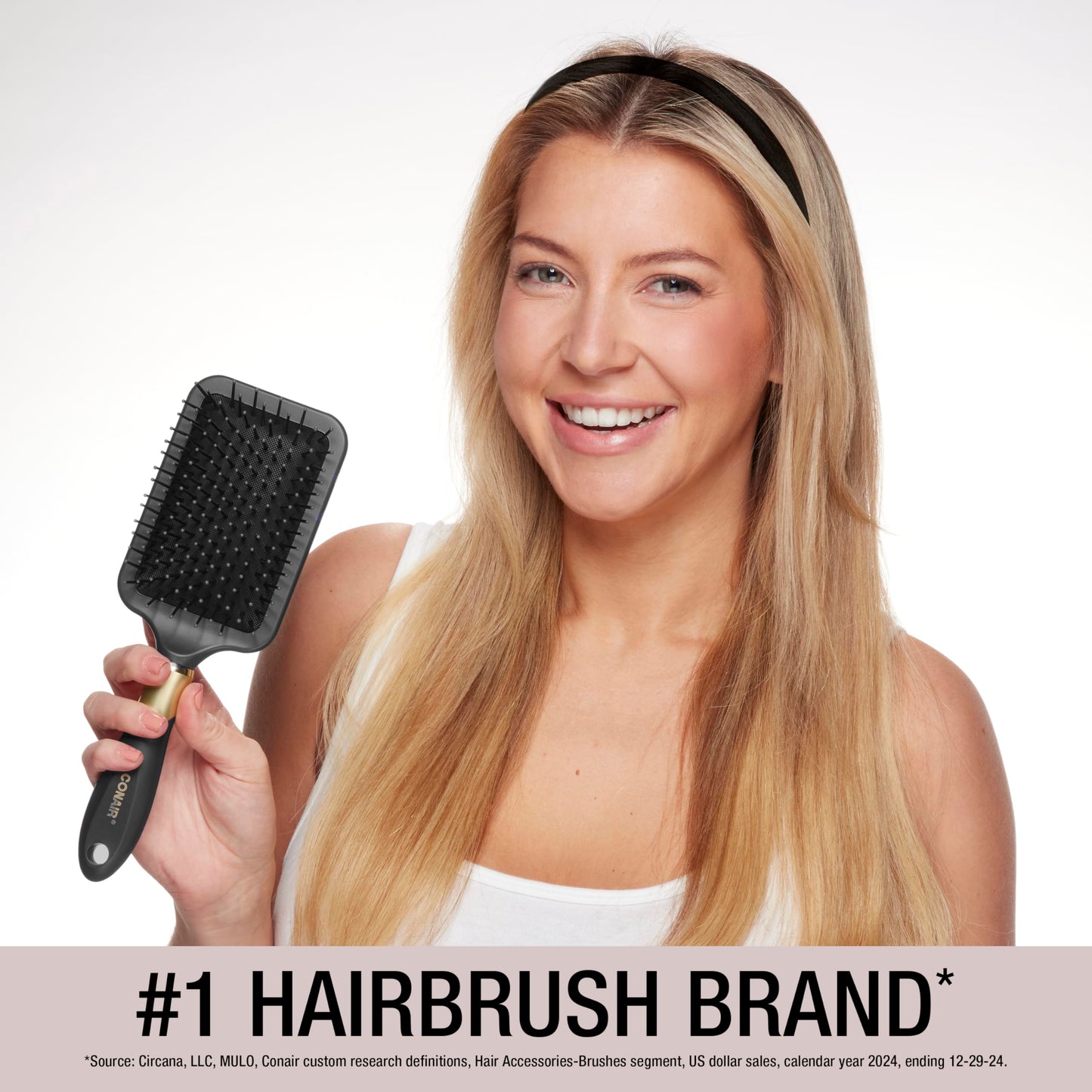 Conair Velvet Touch hairbrush set - Travel hair brush - suitable for curly or straight styles - features soft touch handle with bonus headband - Red/Black