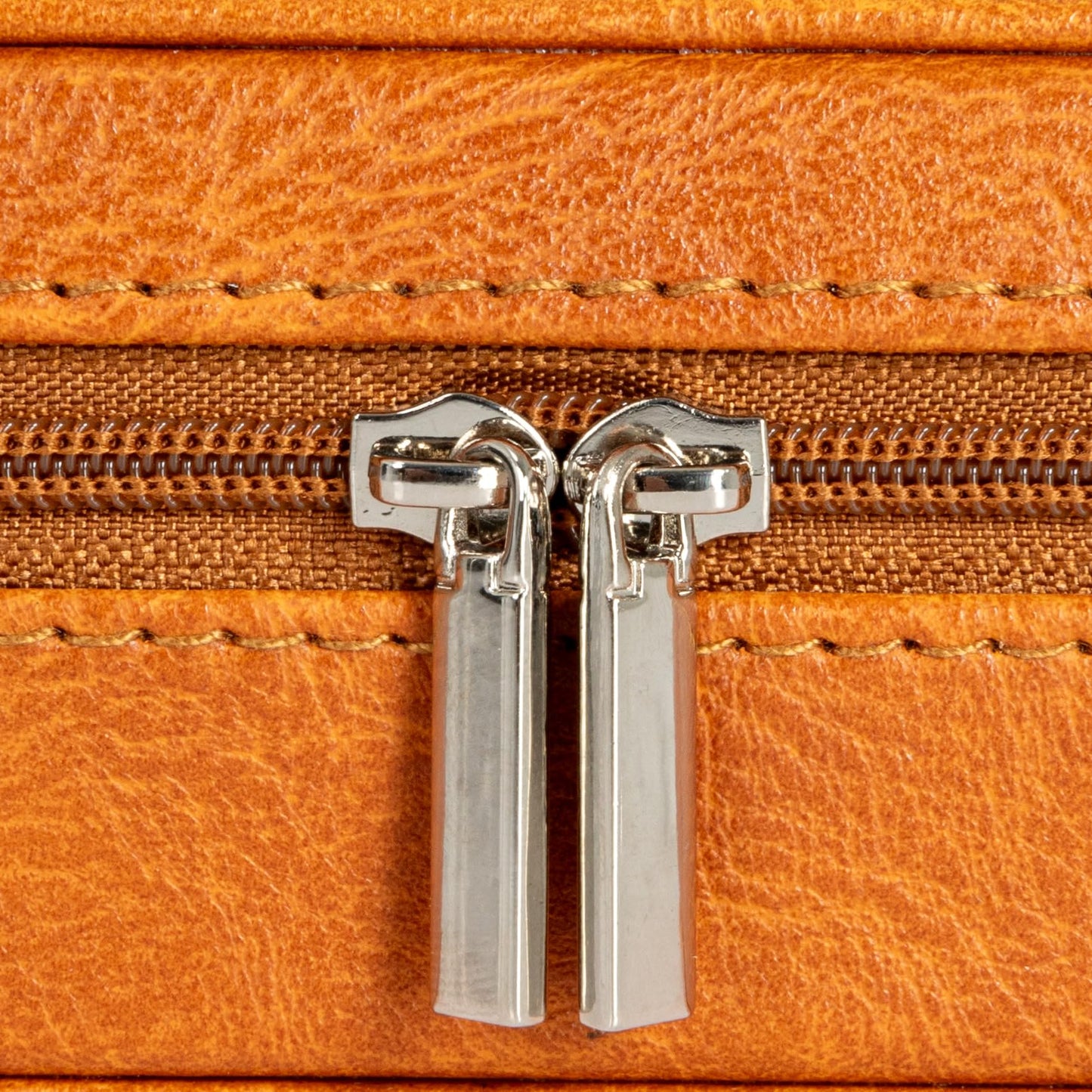 Household Essentials Vegan Leather Travel Jewelry Organizer Box, Caramel Color