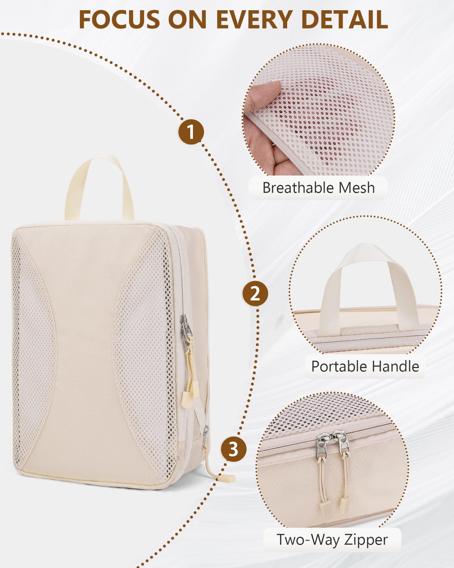 Compression Packing Cubes 12 Set, Suitcase Organizers, Extendable Packing Cubes, Luggage Organizer Bags, Travel Essentials, Beige