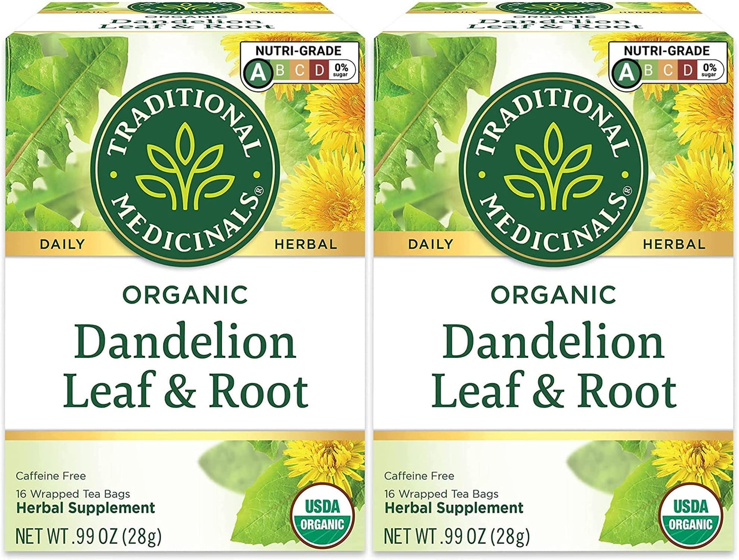 Traditional Medicinals Tea, Organic Dandelion Leaf and Root Tea, 16 Bags (Pack of 2)