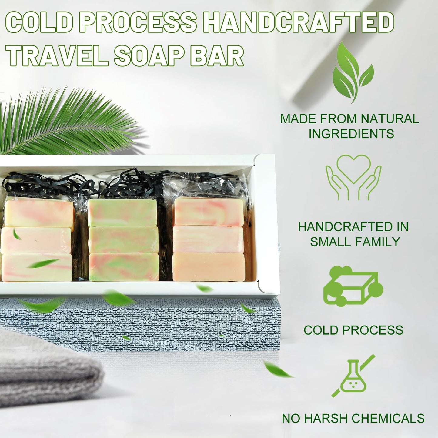 23pcs Handmade Travel Soap, Mini Olive Hand Soap Individually Wrapped, Body Bath Gentle Bars Men Women, Travel Size Toiletries for Homeless and Hotel, Essentials Wash for Guest Bathroom