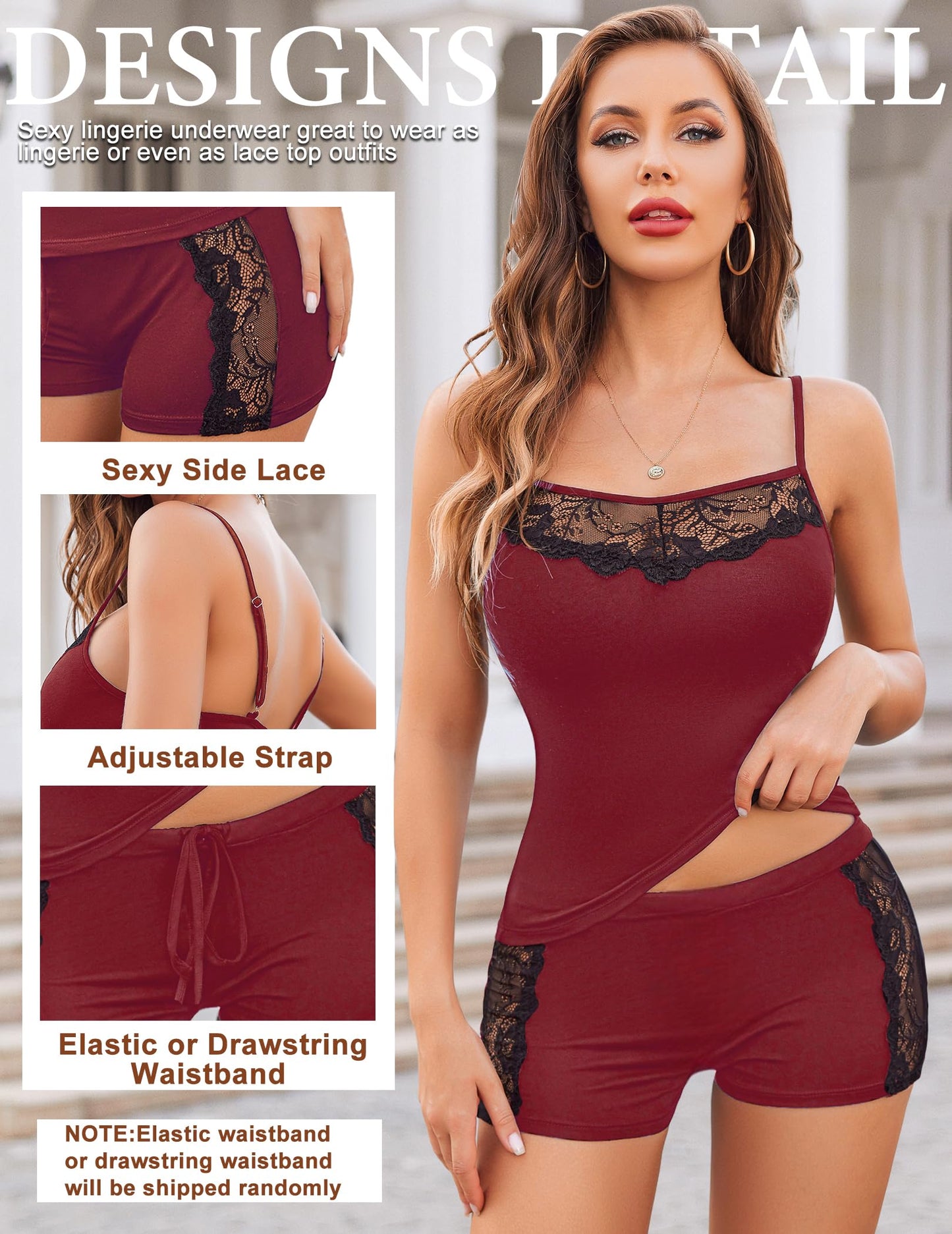 Avidlove Women Sleepwear Lace Pajamas Set Shorts Nightwear Camisole Short Sets