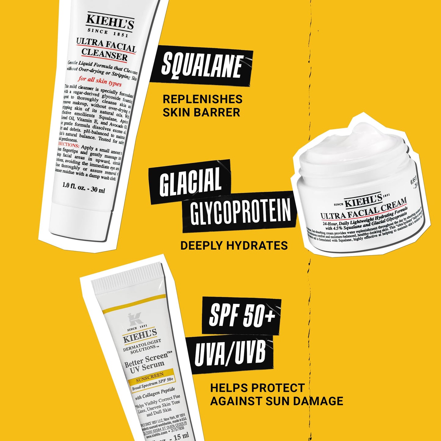 Kiehl's Travel Size Skincare Gift Set, $49 Value, Contains Travel Size Face Wash, Sunscreen with SPF 50, and Moisturizer, TSA Friendly