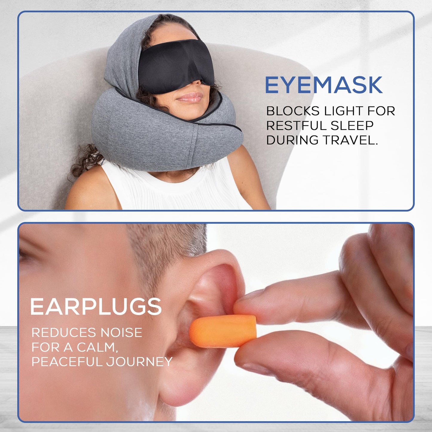 Maxzeker Airplane Pillow For Long Flight - Memory Foam Travel Pillow. Washable, Comfortable Breathable Cover. Carry Bag.Travel Neck Pillows For Airplanes, Best For Fong Flights, Home Use And Car Rides