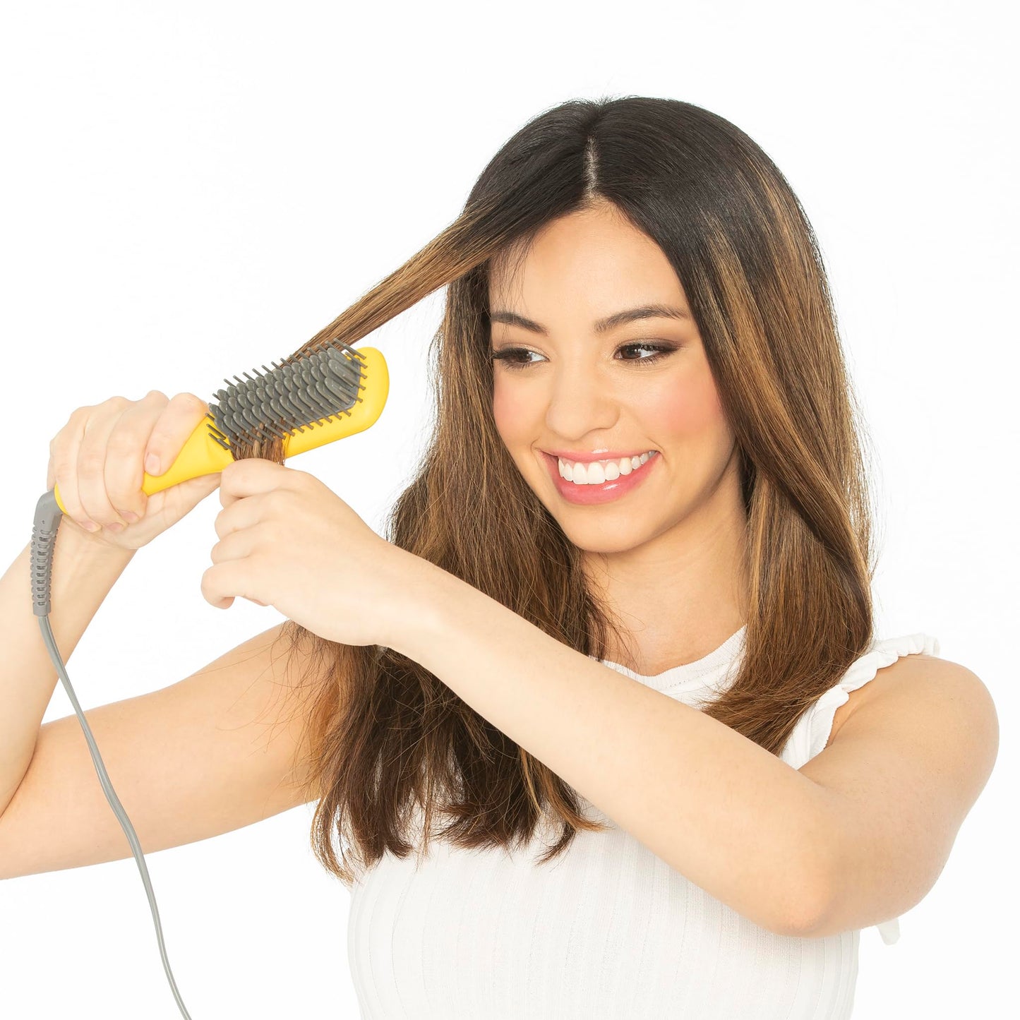 Drybar The Baby Brush Crush Mini Heated Straightening Brush, Corded Electric, Yellow