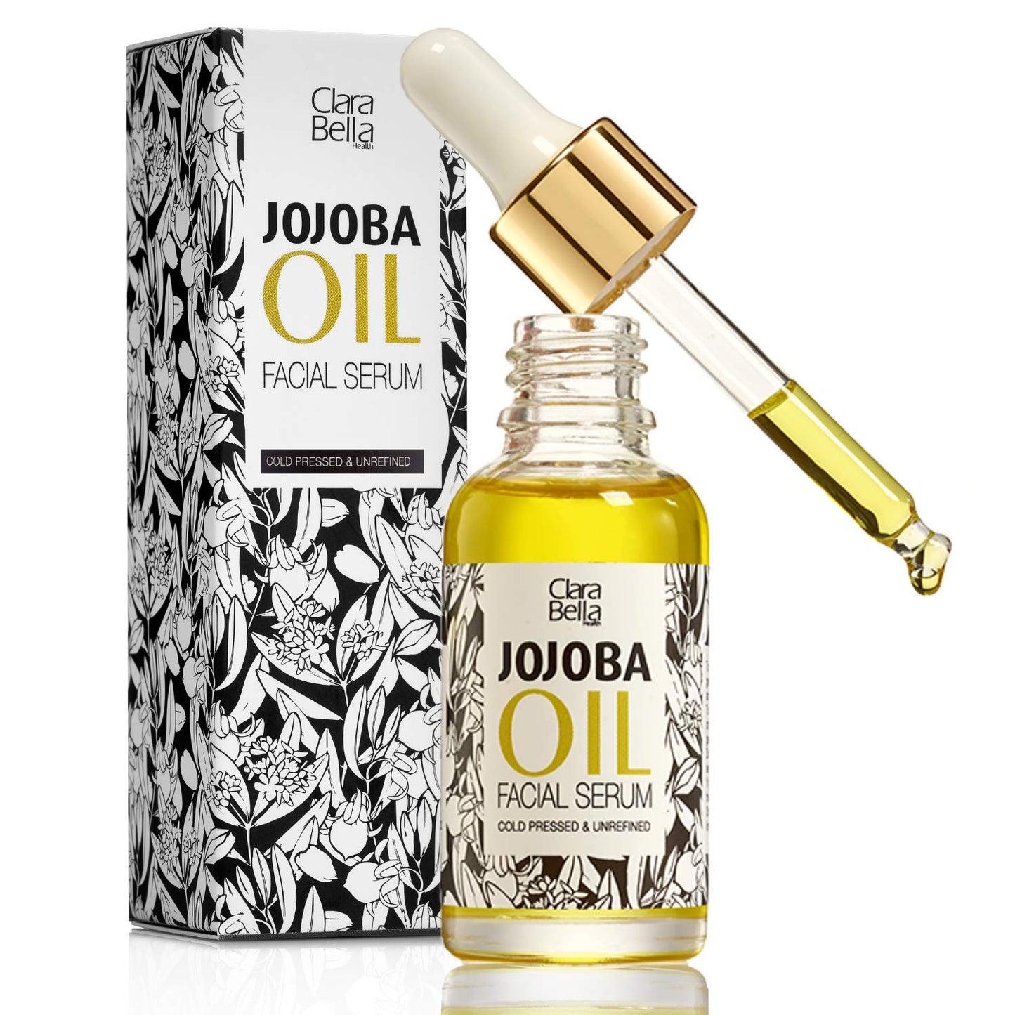 Organic Jojoba Oil Face Serum, Anti Aging Serum, Wrinkle Reduction, Vitamin E, Skincare Facial Serum Reduces Dry Skin, Acne Scars, Pimples, Rosacea, Eczema Psoriasis, Seborrheic Dermatitis