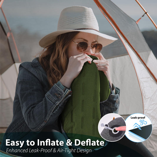 TREKOLOGY Inflatable Camping Pillow - Ultralight Backpacking, Hiking, Outdoor, Travel, Picnic, and Sleeping Pillow - Compact, Portable, Comfortable Camp Pillow for All Adventures ALUFT Plus SE