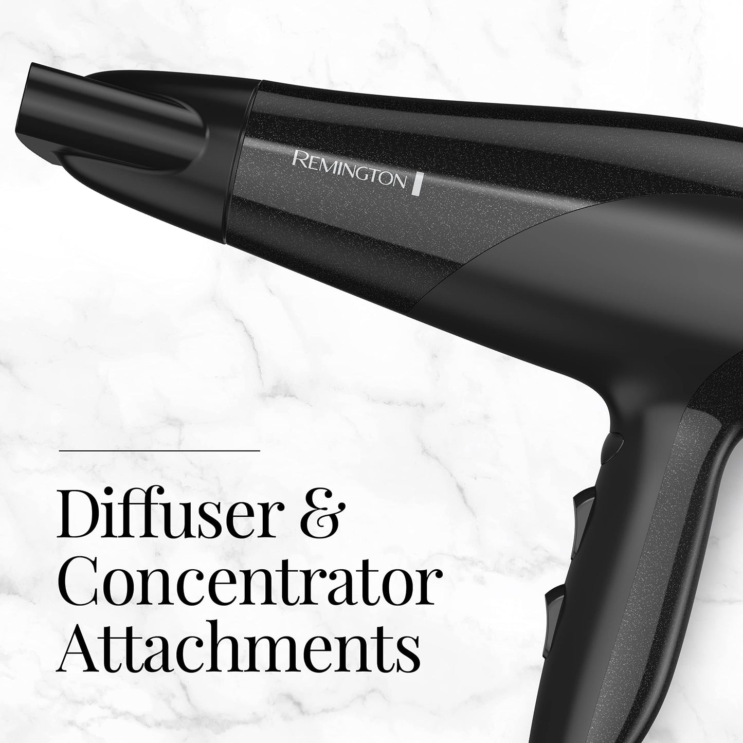 Remington Damage Protection Hair Dryer with Ceramic Ionic Tourmaline Technology, Black, Diffuser and Concentrator, 3 Piece Set