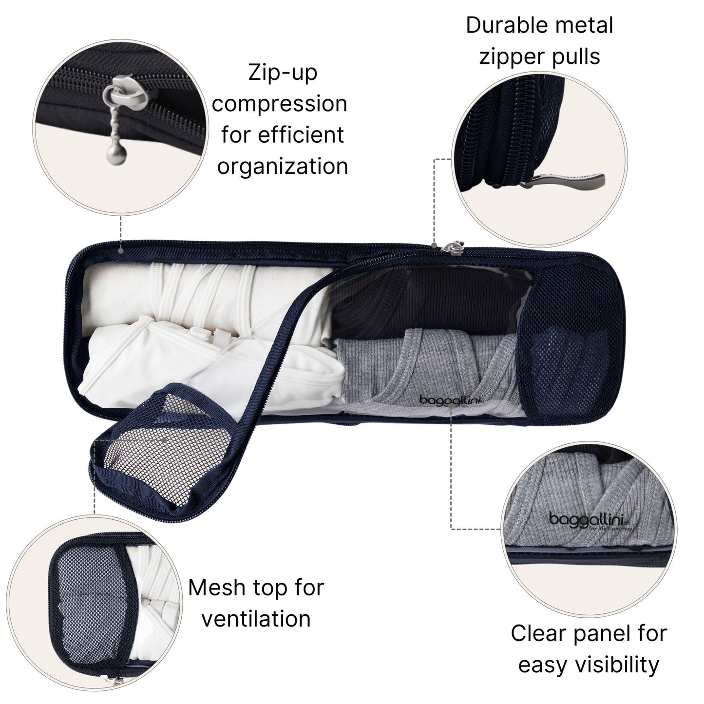 Baggallini Long Compression Cube - Lightweight Compression Packing Cube for Travel