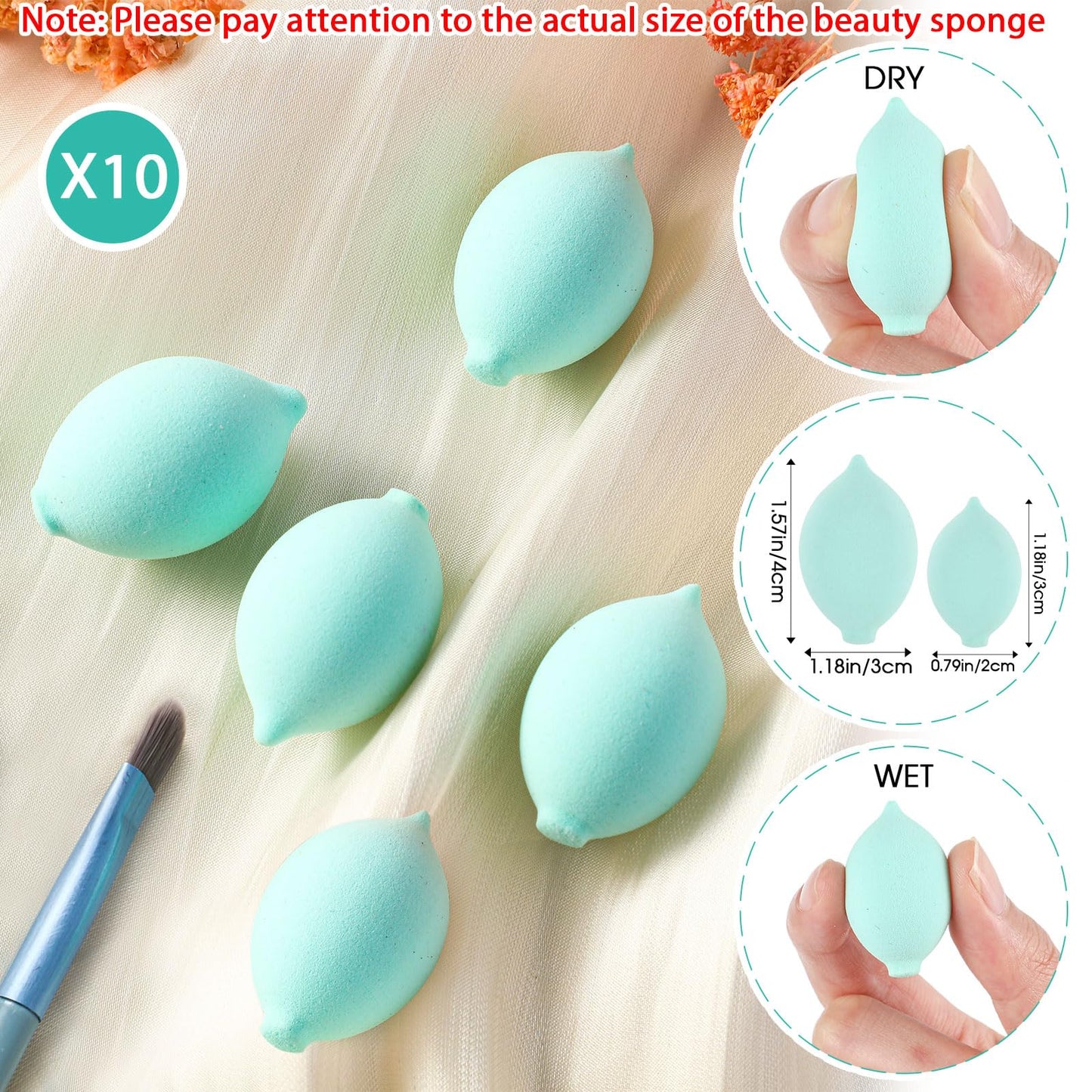 SiliFine 20 Pcs Travel Makeup Brush Set, 10 Pcs Mini Travel Brush Set with Bag, 10 Pcs Makeup Sponge Princess Party Favor Set for Women Girl Home Business Party Souvenirs(Blue)