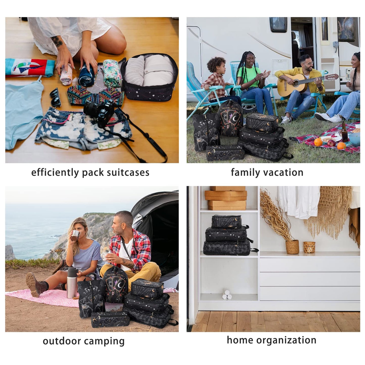 Hitanfe 6 Pcs Compression Packing Cubes for Travel Suitcases, Luggage Organizer Nylon Washable Storage Bags Set - Packaging Cubes for Backpack Travel Perfect for Women Clothes Carry-Ons and Storage