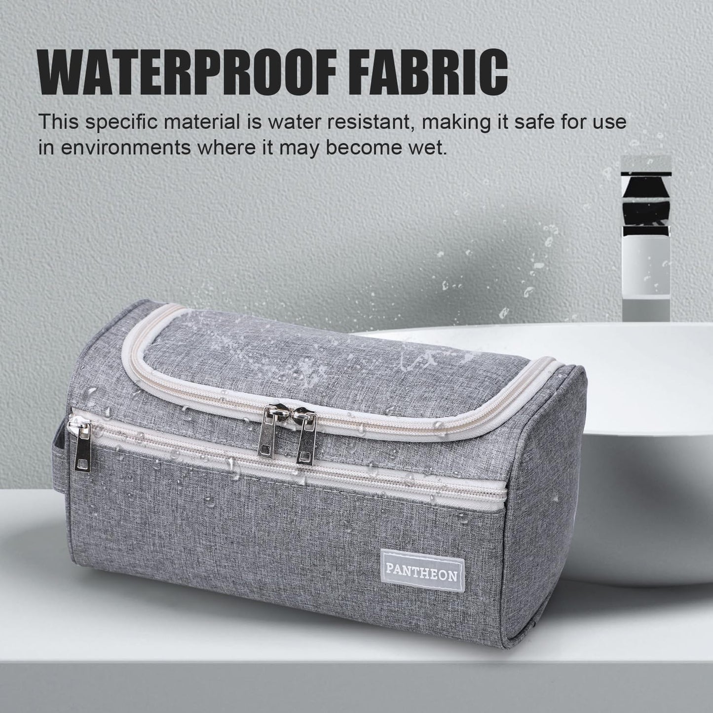 emissary Hanging Travel Toiletry Bag for Men and Women, Shower bag for Toiletries, Dopp Kit for Men, Travel Bathroom Bag, Mens Hanging Toiletry Organizer (Gray)