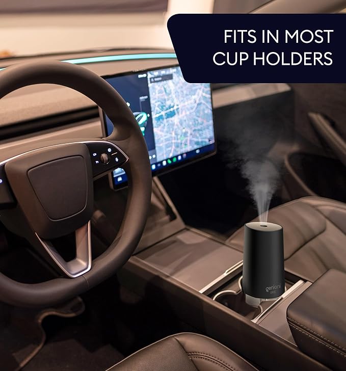 GENIANI Portable Small Cool Mist Humidifier β USB Powered (Not Rechargeable), Compact Desktop Humidifier for Plants, Office, Baby Room β Auto Shut Off & Night Light β Black, 0.25L