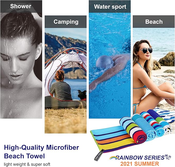 4Monster Microfiber Beach Towel Quick Dry,Super Absorbent Lightweight Travel Towel for Swimmers, Sand Free Camping Towel, Beach Towels for Pool,Swim,Water Sports,Yoga