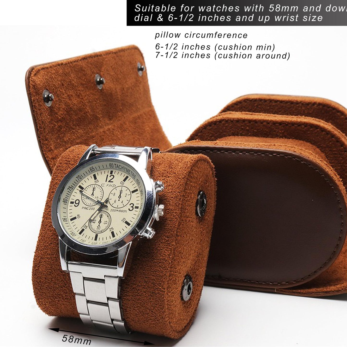 Longjet Watch Roll Travel Case for Men Portable Watches Organizer Box with Removable Velvet Pillow Holder (2 Slot Brown)