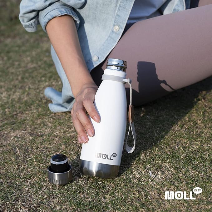 Kids Water Bottle for School-12 oz Stainless Steel Double Wall Vacuum Insulated Sports Water Bottle Reusable Metal Leak Proof Cola Shape Flask for Girls (Sky Blue)