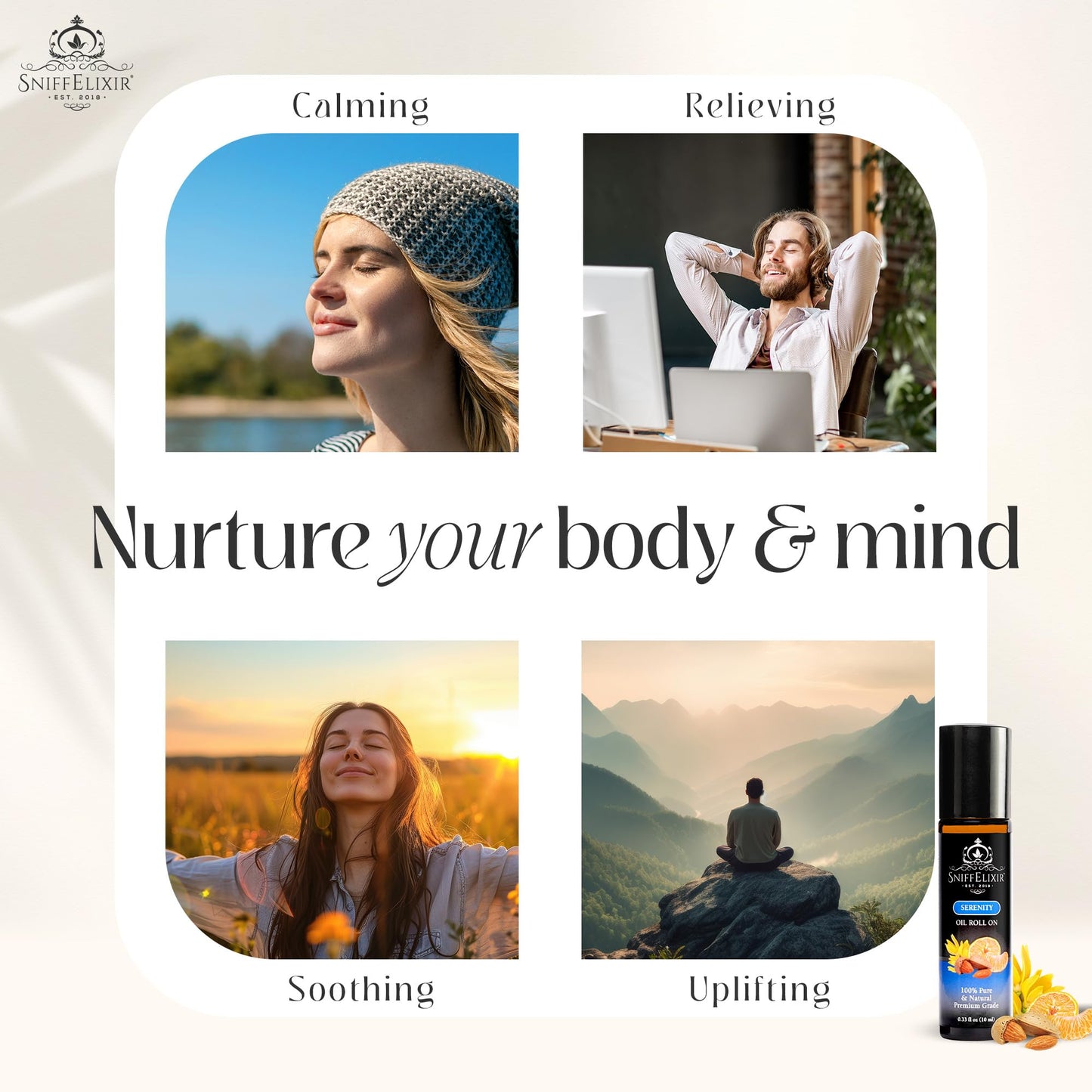 Serenity Essential Oil Roll On 10ml Calm Essential Oil Roller Natural Stress Relief Roll On, Portable Aromatherapy Roll On That Boosts Mood, Reduces Worry - Roll On Aromatherapy Gifts for Women