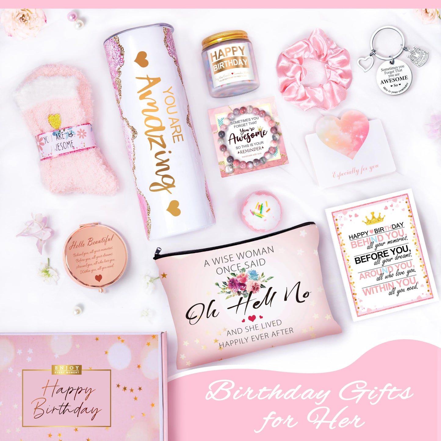 Birthday Gifts for Teen Girls, Best Friend Gift for Her, Happy Birthday Relaxing Spa Gifts Basket Self Care Gift for Mom, Wife, Girlfriend, Sister, Her, Friends, Coworker