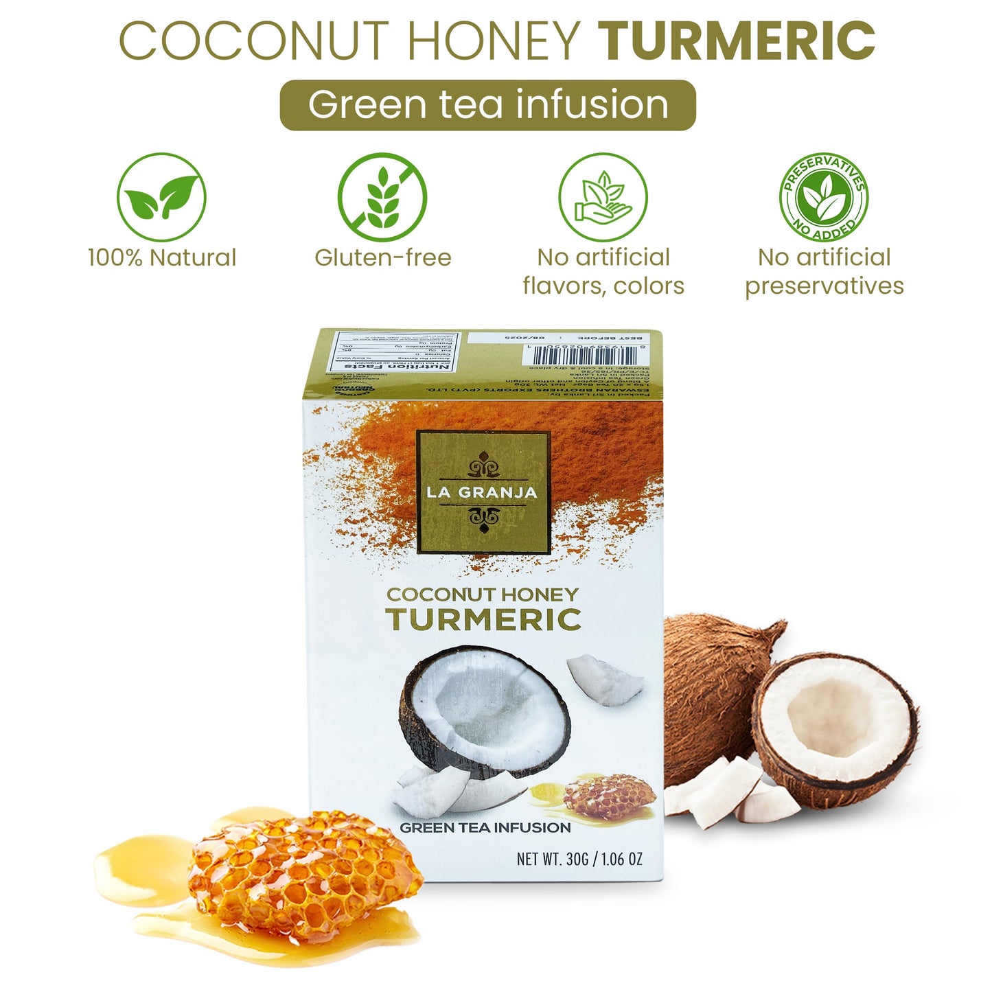 Premium 3 Flavor Herbal Tea Gift Set Variety Sampler 60 Bags Turmeric Ginger, Coconut Honey Turmeric, Pineapple Ashwagandha Sugar Free Zero Calories