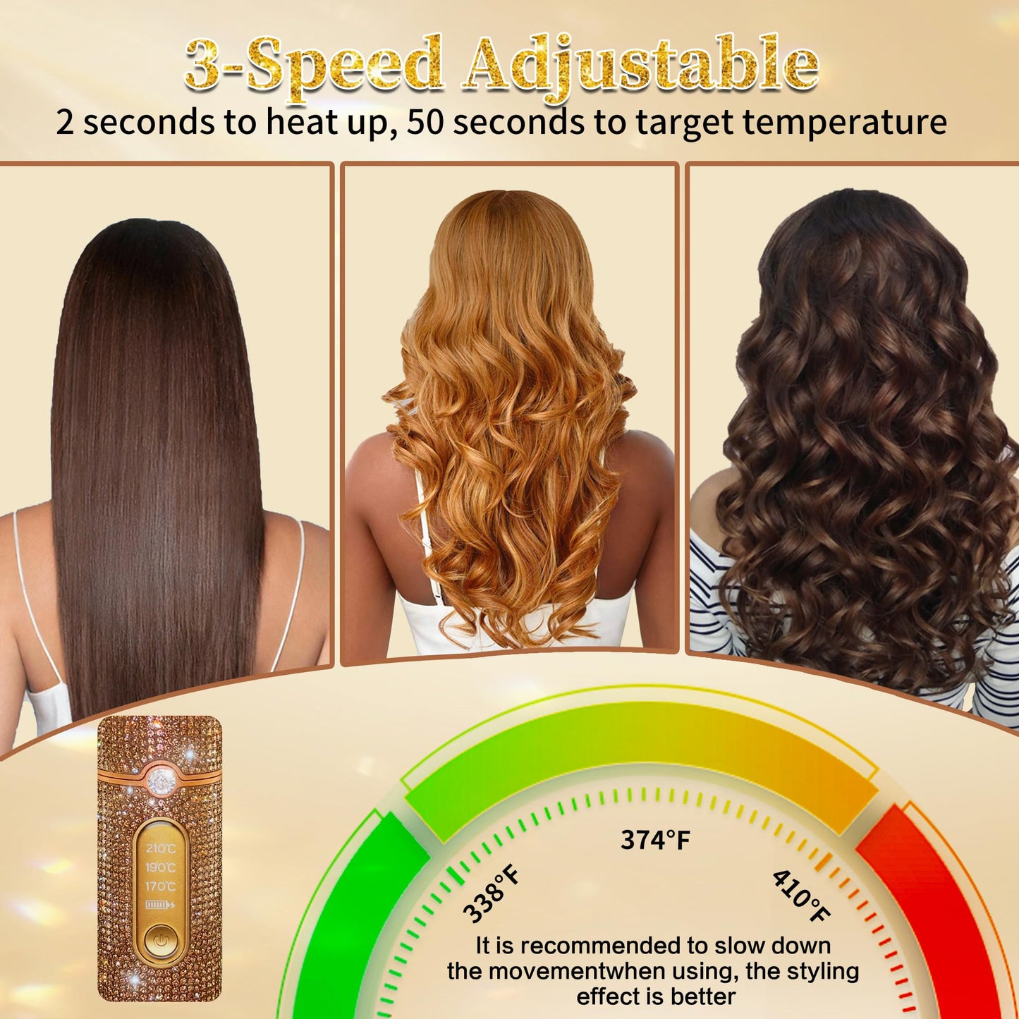 Cordless Hair Straightener, Portable Straightener 2 in 1 for Hair Straightening and Curling, Fast Heating Cordless Flat Iron, 5000mAh Hair Straightener Travel,210°C/410°F Within Seconds(Libre)