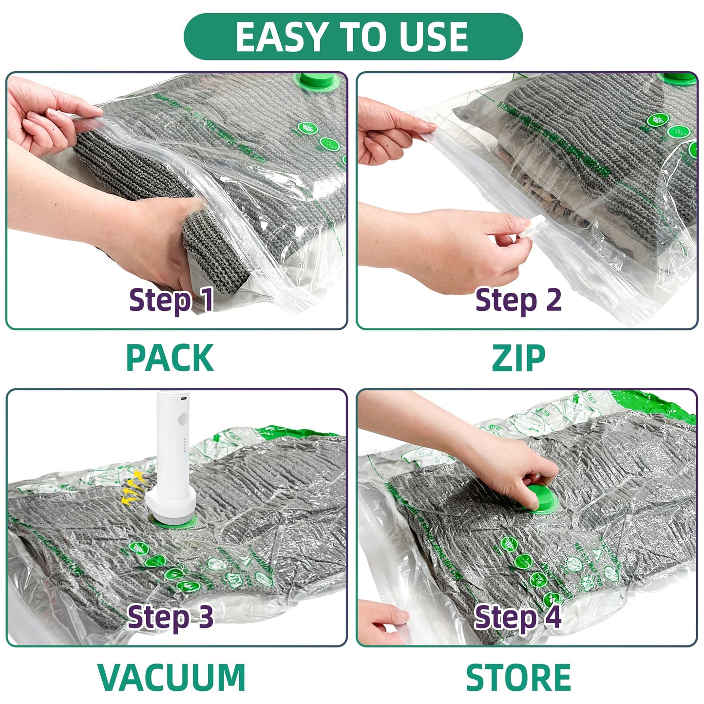 Travel Vacuum Storage Bags with Portable Electric Pump, 12 Pack Travel Vacuum Bags for Clothes, Vacuum Seal Compression Bags for Luggage and Suitcase