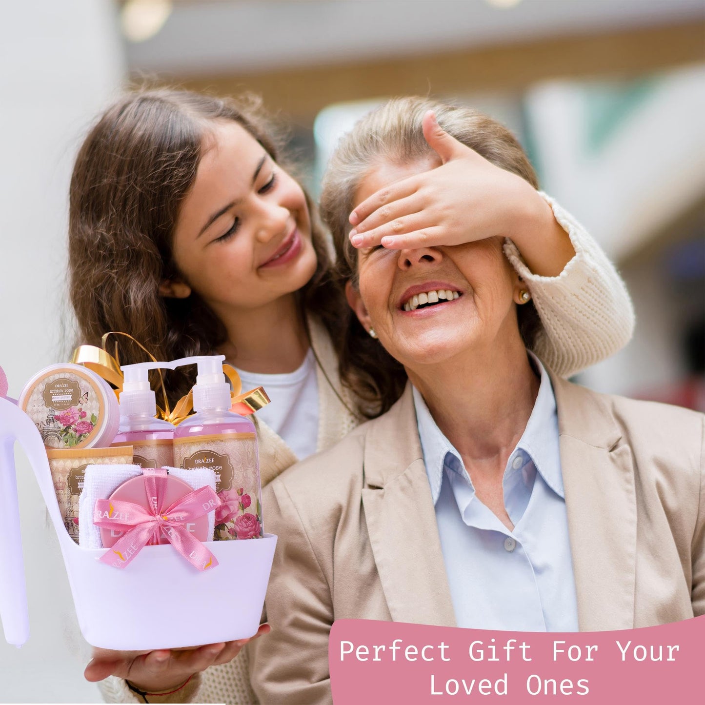 Luxury Spa Gifts for Women – 8 Pc Rose Scented Bath and Body Set with Bubble Bath, Lotion & More – Luxury Self Care Kit for Wife, Mom, Girlfriend, Birthday Gifts for Women by Draizee