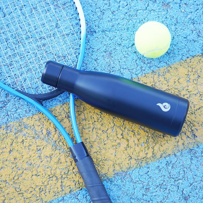 BJPKPK Insulated Water Bottle 12oz Small Stainless Steel Water Bottles Reusable Metal Thermal Keep Cold and Hot,Midnight Black