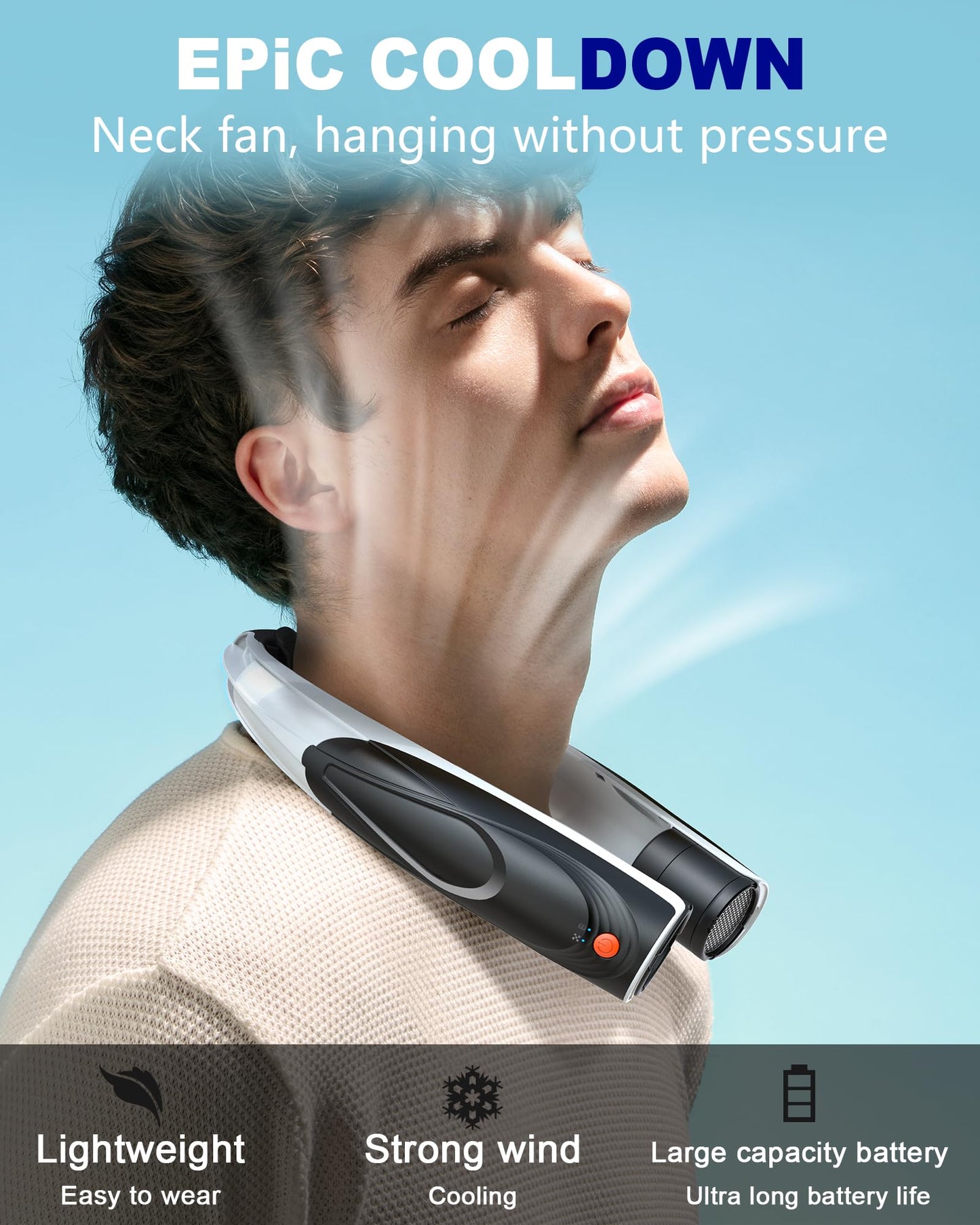 Tenvolti Portable Neck Fan- Hands Free Personal Fan, 6 Speeds 6000mAh Long-Lasting Battery Faster Cooling, USB-C Rechargeable, 360° Airflow, Quiet Gifts for Women Men Office Travel Outdoor