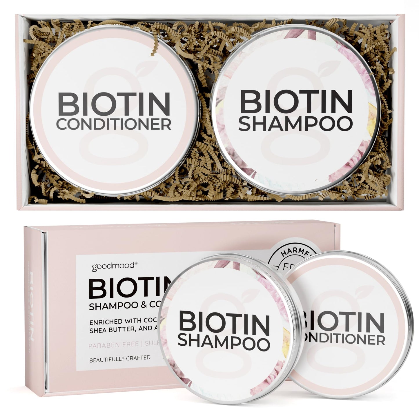 GoodMood Biotin Shampoo and Conditioner Bars for Hair Growth - Solid Set to Combat Thinning Hair Loss