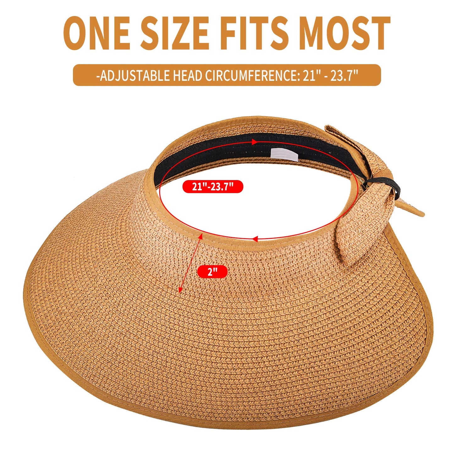 MEINICY 3PCS Foldable Straw Sun Visor Hats for Women, Wide Brim Ponytail Summer Beach Hat, Protect Your Skin Easily, Nature & Black & Beige