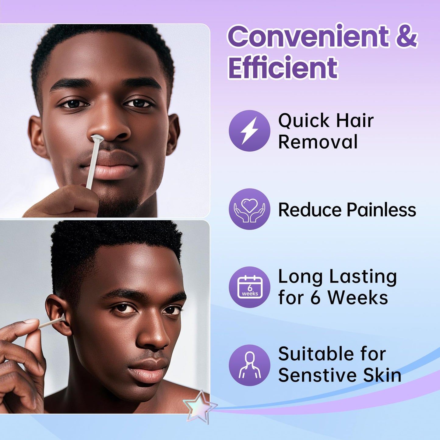 LaWink Nose and Ear Wax Kit Men,Mini Waxing Warmer Travel Waxing Warmer for Hair Removal, Eyebrow Waxing Kit for Women, with 100g Wax Beans, 15-20 Times, Silicone Pots, Usb Rapid Heating, Painless