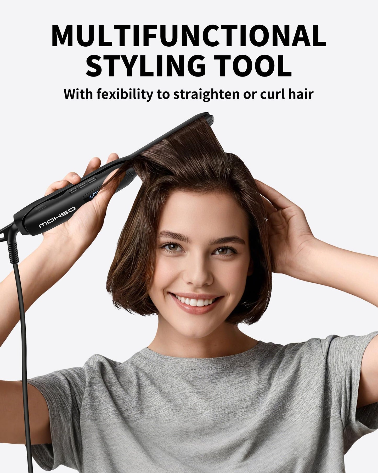 Small Flat Irons for Short Hair, 3/10'' Pencil Flat Iron, Pixie Cut and Bangs, Mini Hair Straightener with LED Display, Tiny Hair Straightener with Temperature Adjustable, Auto Shut Off