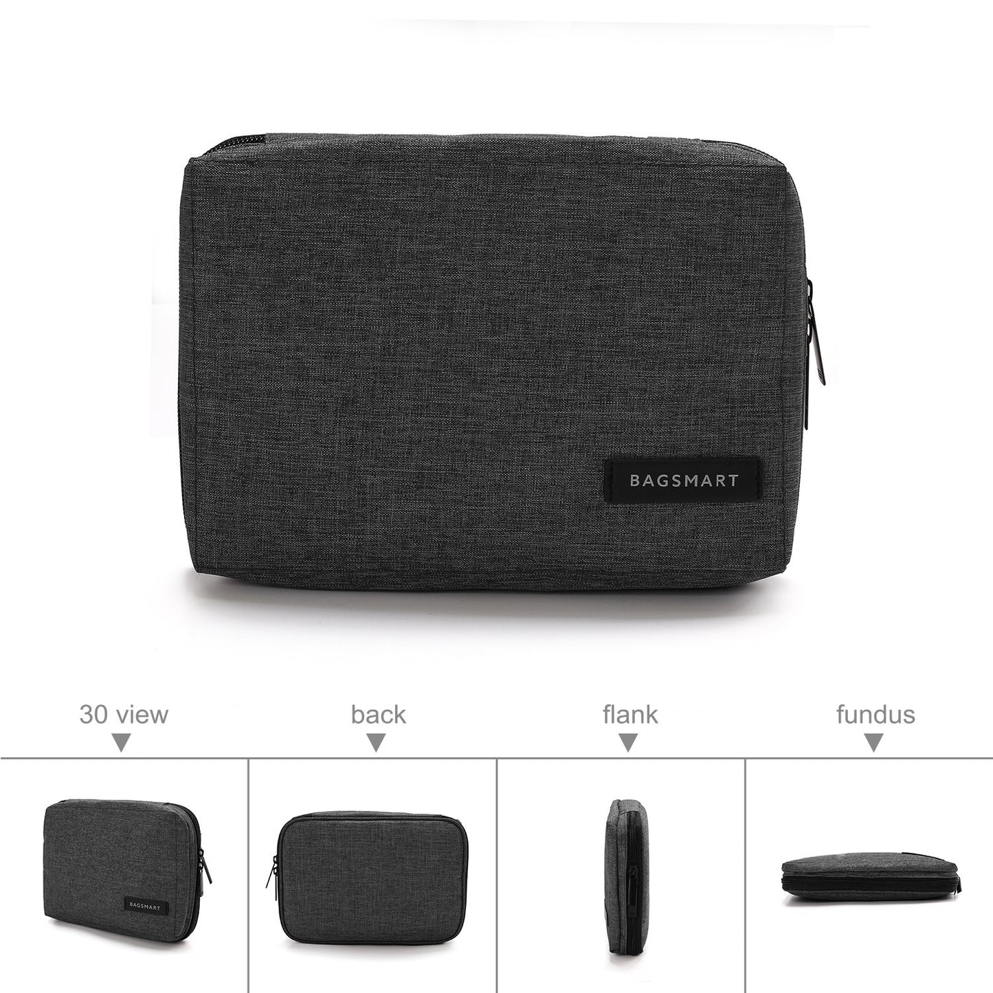 BAGSMART Electronics Organizer Travel Case, Small Cord Bag, Tech Organizer as Travel Accessories for Men Women, Cable Essentials for Phone, SD Card, Black