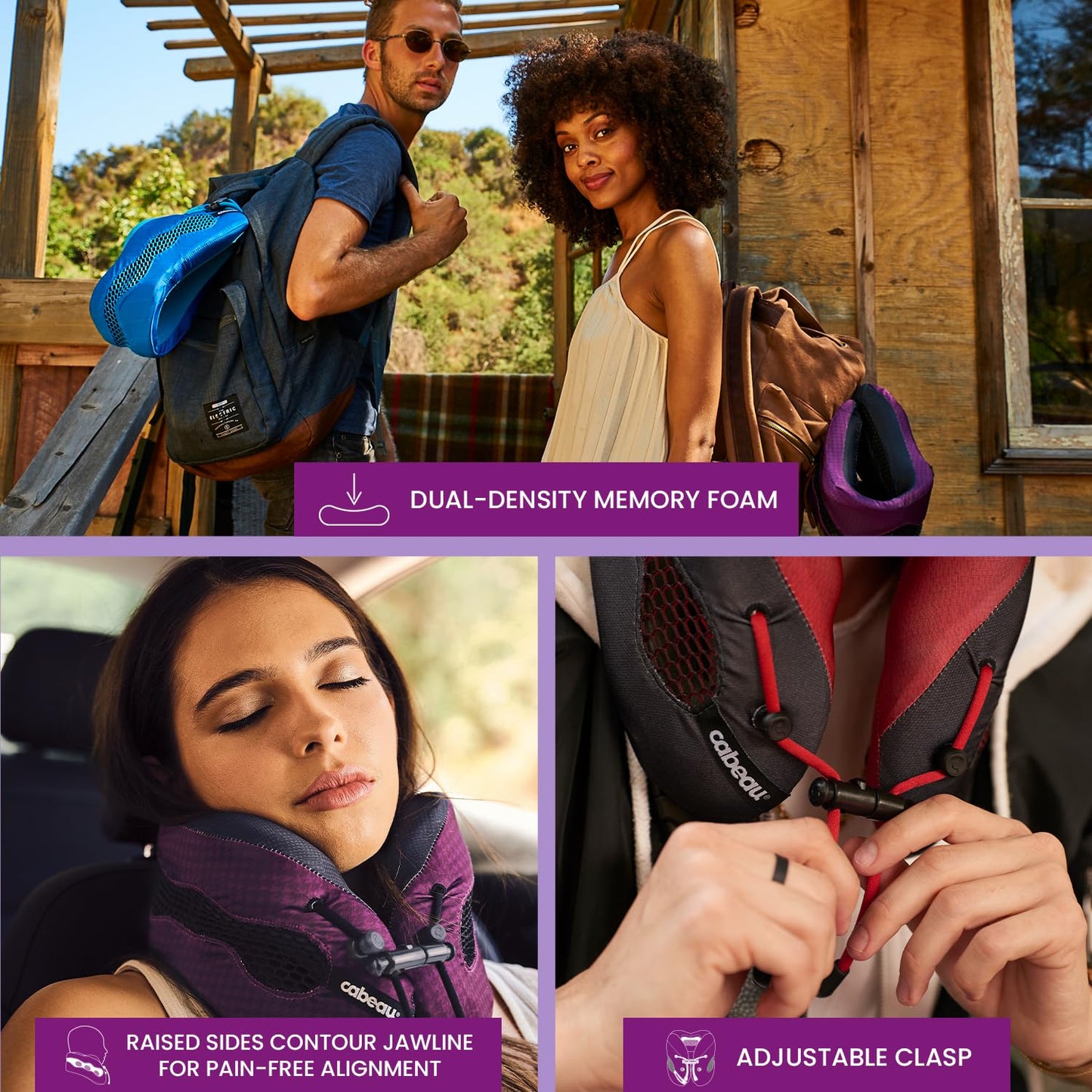 Cabeau Long Haul Flight Cooling Travel Neck Pillow – Evolution Cool – Supportive Memory Foam with Airflow Vents – Compact with Carrying Case (Black)