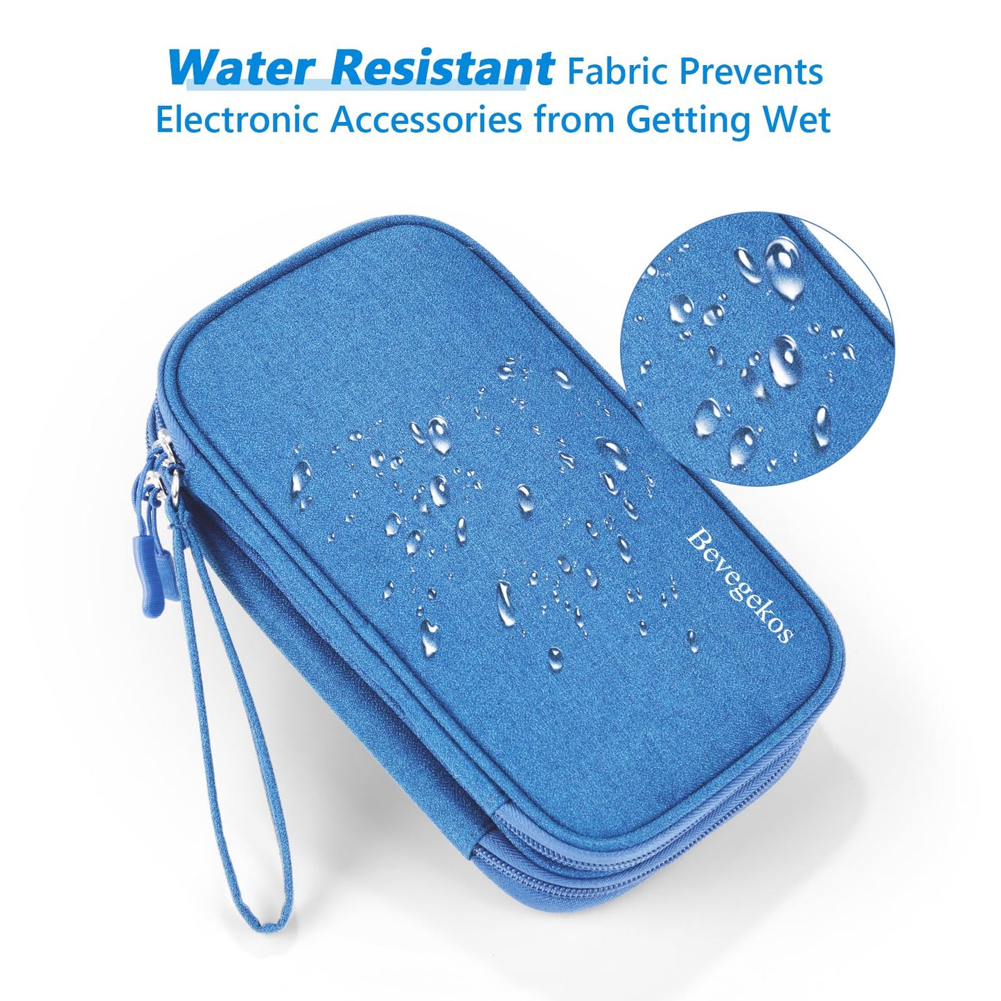 Bevegekos Electronics Organizer Case Travel Accessories Cords Cables Pouch Power Bank Bag (Medium, Azure Blue)