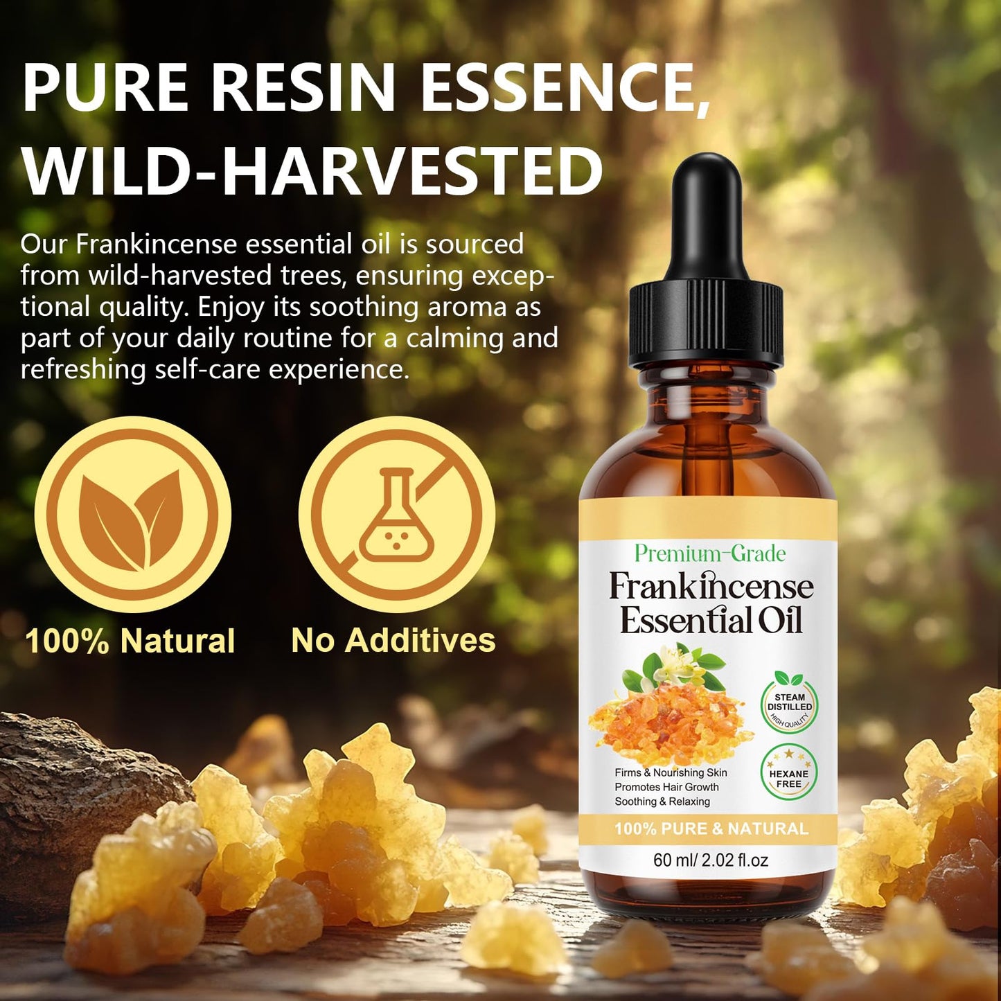 Frankincense Resin Oil for Face 2.02 fl.oz, Reduces Fine Lines & Wrinkles, Soothes & Repairs Skin, Deep Hydration for Body, Anti-Aging Serum Frankincense Skin Essential Oil Wrinkle
