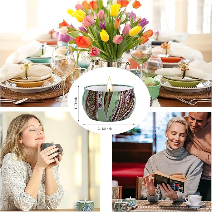 2 Pack Scented Candles, 2.5 oz Aromatherapy Candles for Home Scented, Natural Soy Candles with Floral Scents, Portable Small Jar Candle Set for Travel, Spa, Bath, Home Decor Tin Candle Pack