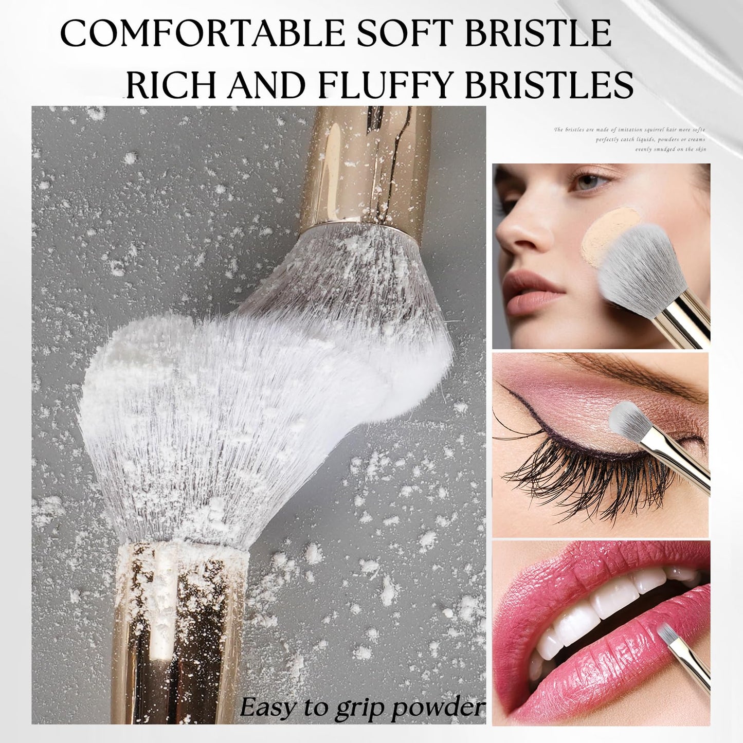 Vivid Beauty Makeup Brush Set, 18 Pcs Make up Brushes for Face and Eye with Travel Case – Natural Wood Handles – Unique Pointed Design, Makeup Brushes for Professional & Beginner Makeup Lovers (Gray)