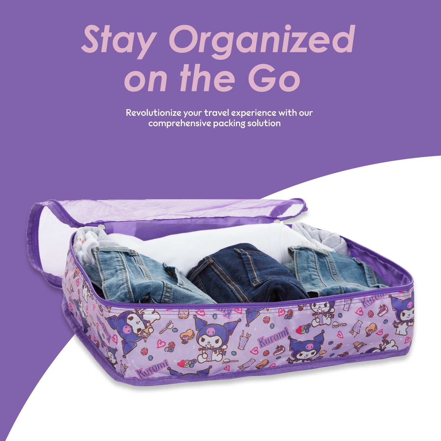 Sanrio's Hello Kitty Packing Cubes - 5 Piece Packing Cube Bags - Travel Essentials - Suitcase Luggage Organizer Set - Hello Kitty and Friends, My Melody, Kerromi, Kerropi, Badtz-Maru (Kerromi)