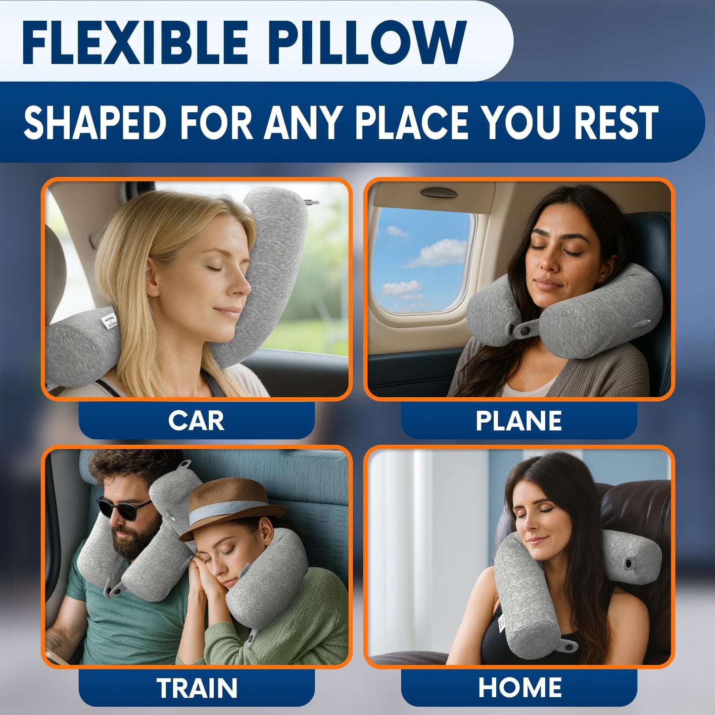 Twist Memory Foam Travel Pillow - Comfortable & Adjustable Neck Pillow for Traveling with Soft Washable Velvet Cover, Eye Mask & Earplugs - Long Flight Essentials | for 360° Neck Support, Chin, Lumbar