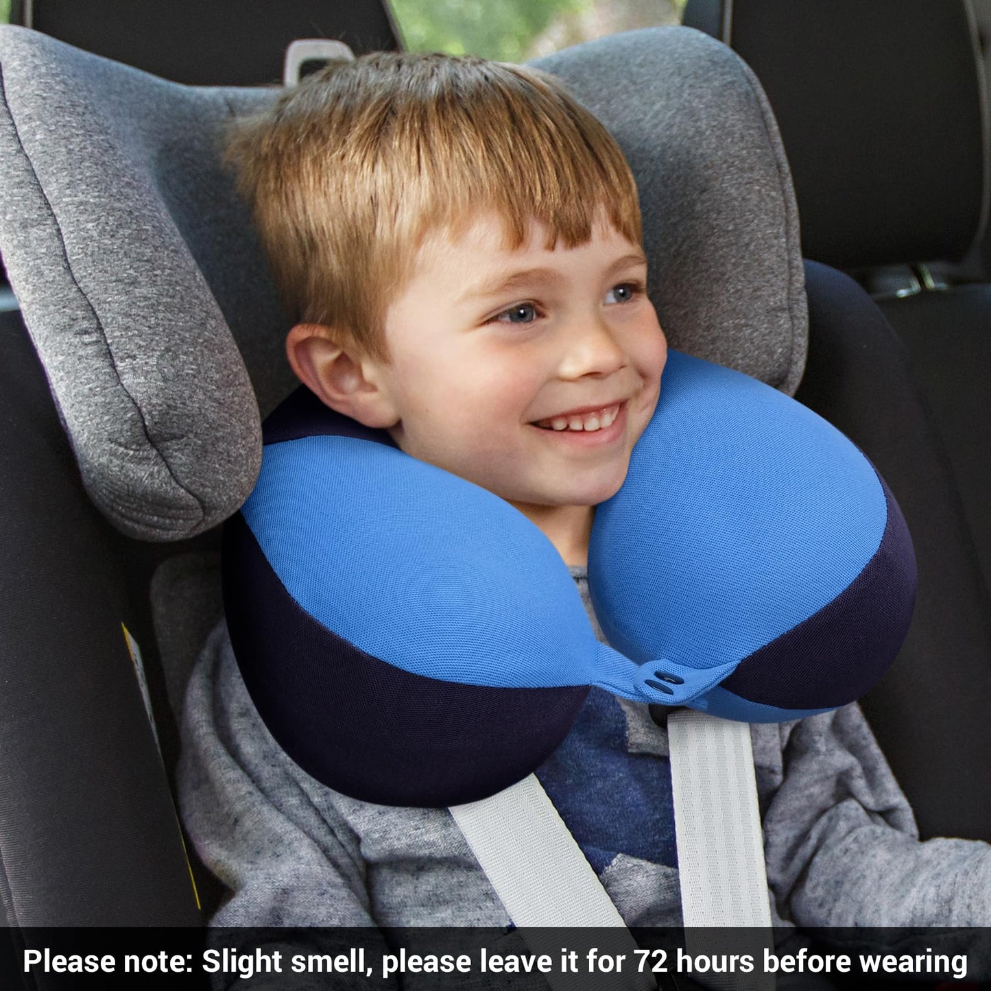 COOLBEBE Kids Travel Neck Pillow 2PCS Softly Double Support Neck Pillow for Car & Airplane, Traveling Gifts for Toddler & Children(Blue & Pink)