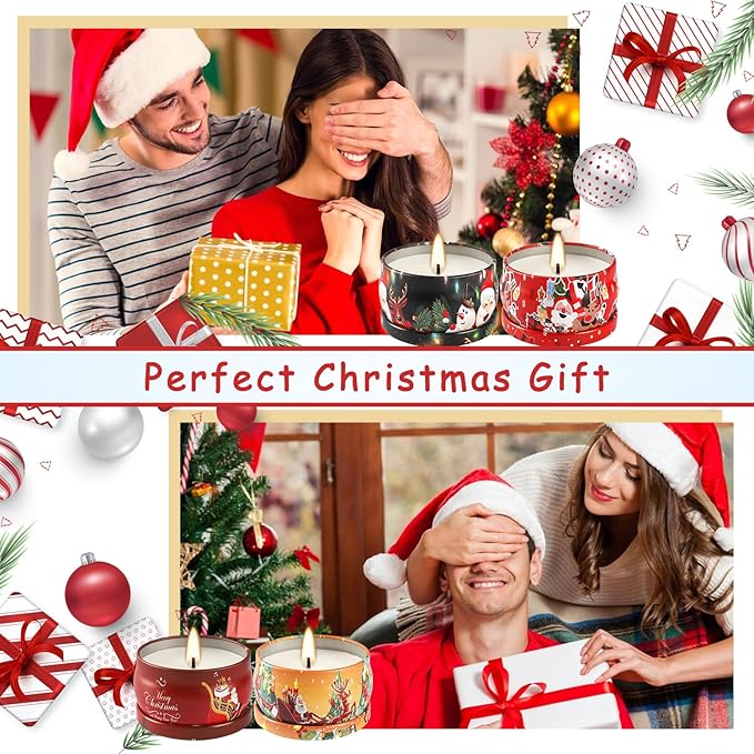 36Pack Christmasc Sets,Long Burning,2.5oz Natural Soy Wax with Essential Oils Decorative Aromatherapy Candles for Christmas,Thanksgiving Gift, Home Scented