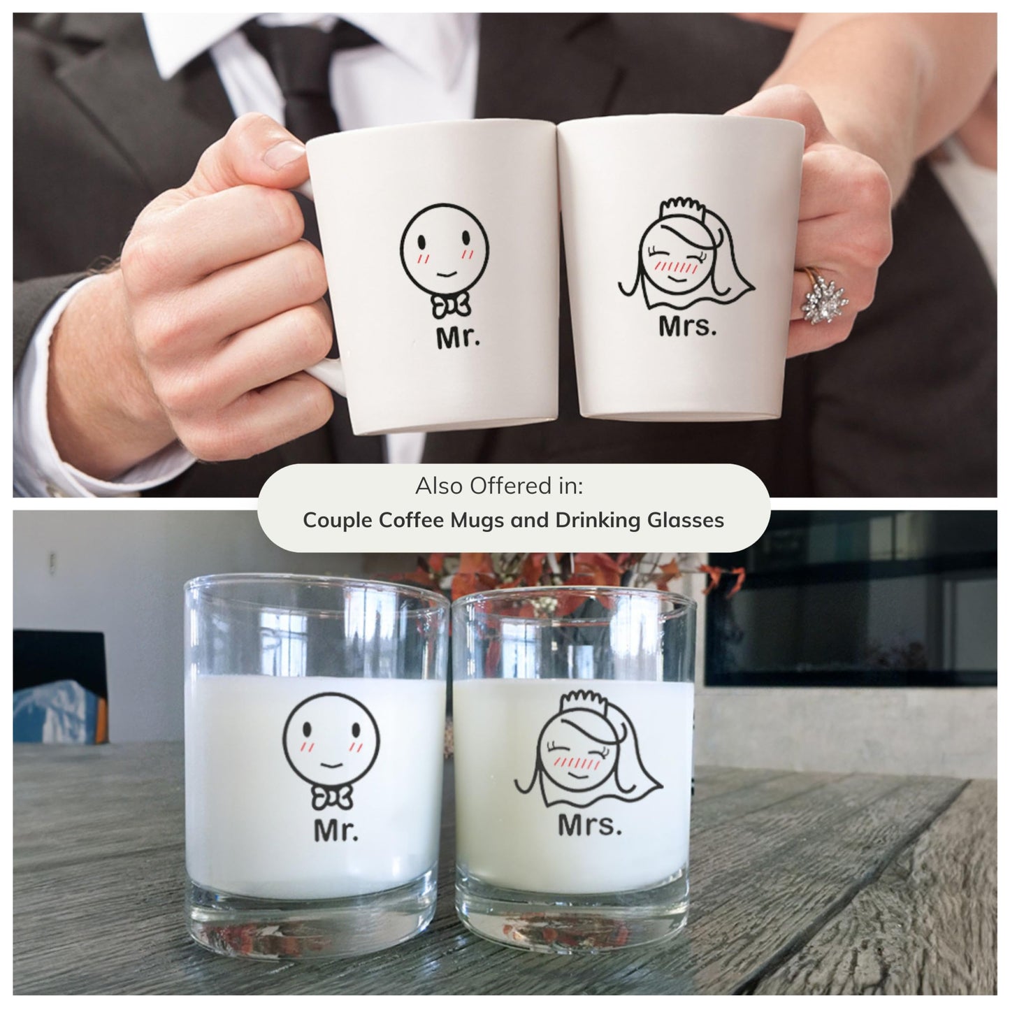 BoldLoft Mr & Mrs Couples Pillowcases – Bride and Groom Wedding Gift, Engagement Present, Bridal Shower, Honeymoon, Wedding Registry, Newlywed Home Decor, Romantic Pillowcase Set for Couples