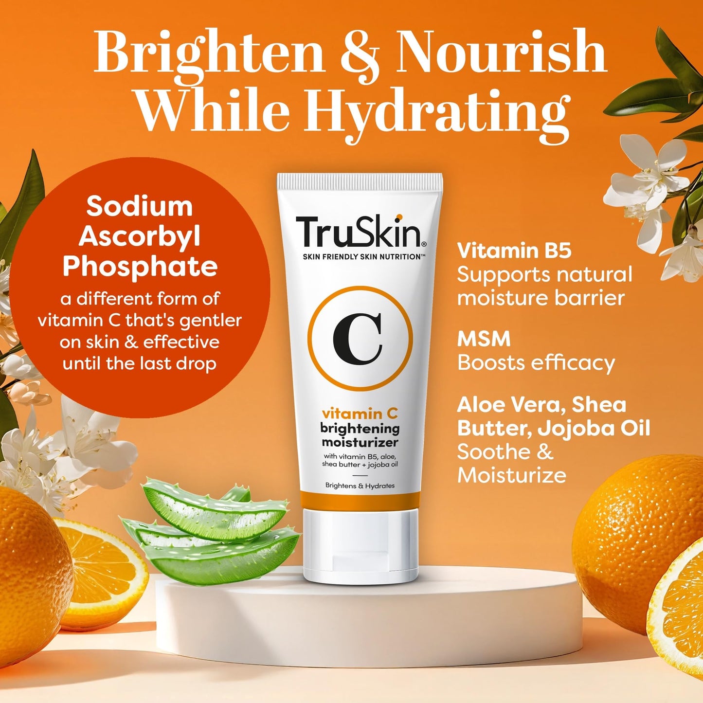 TruSkin Vitamin C Cream for Face – Brightening Moisturizer, Anti Aging, Hydrating, Skin Wrinkle Cream – Vitamin B5, Vitamin E, Jojoba Oil, Aloe Vera & Green Tea, 2 Fl Oz