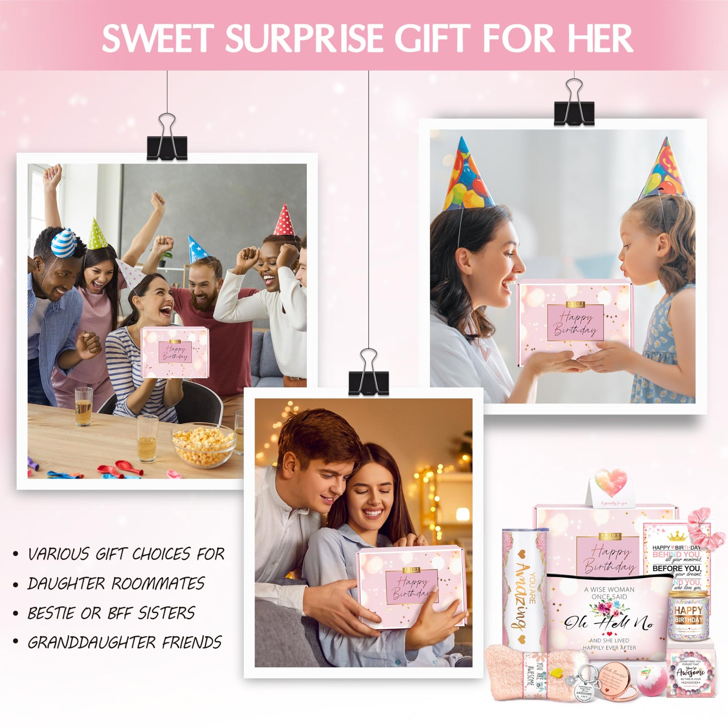 Birthday Gifts for Teen Girls, Best Friend Gift for Her, Happy Birthday Relaxing Spa Gifts Basket Self Care Gift for Mom, Wife, Girlfriend, Sister, Her, Friends, Coworker