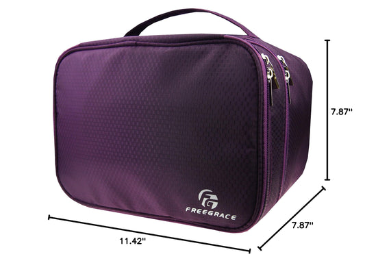 Travel Organizer Underwear Bag - Large Double Layer Packing Storage Bag - Fits Large Bra, Socks, Underpants, Cosmetic, Toiletry Kit (Purple)