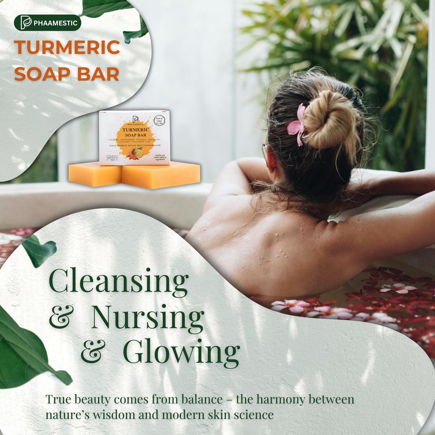 Turmeric Soap Bar for Face & Body - Turmeric Soap with Bakuchiol, Niacinamide, Hyaluronic Acid to Improve Skin Texture, Radiance & Smoothness-face wash bar for Acne-Prone, Sun-Exposed Skin (Pack of 2)