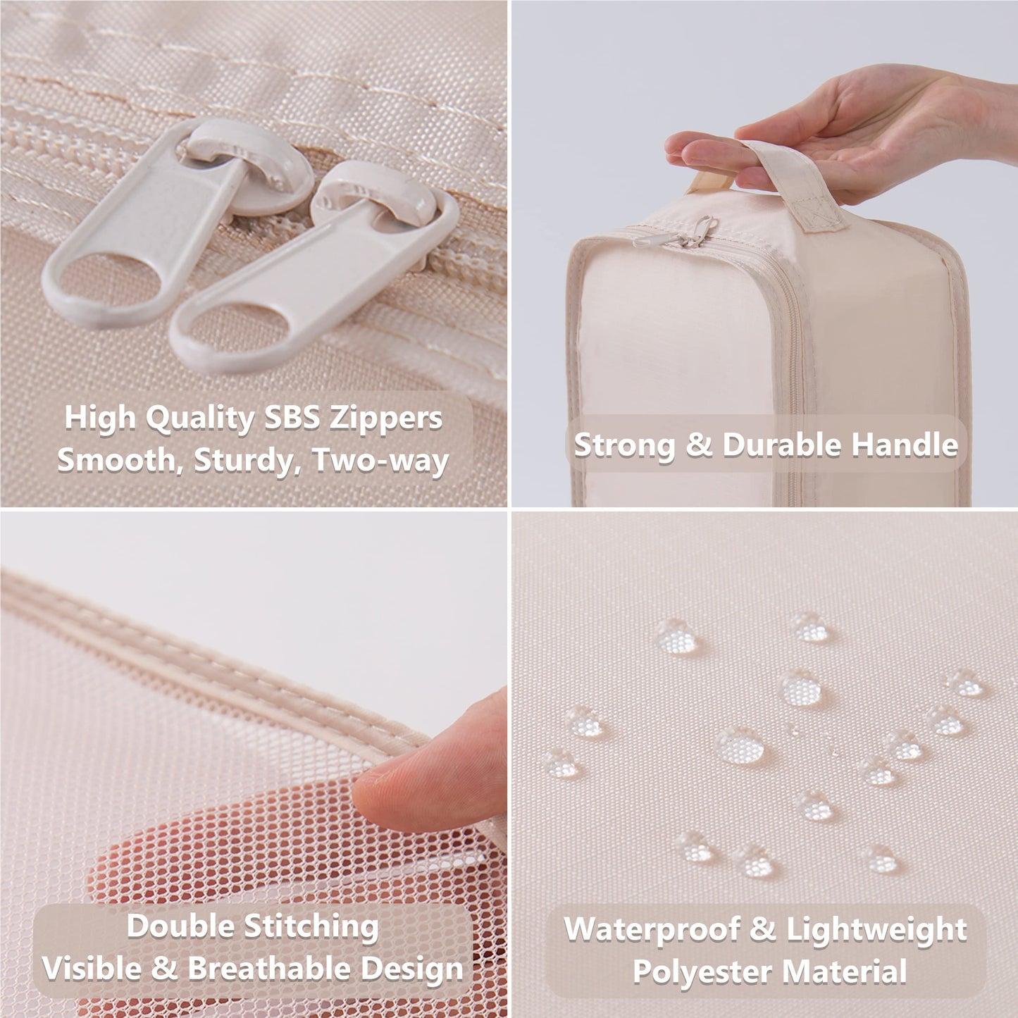 TianZong 7-piece Set Packing Cubes, Travel Bags for Luggage, Packing Organizers with Shoe Bag (Beige with a Toiletry Bag)